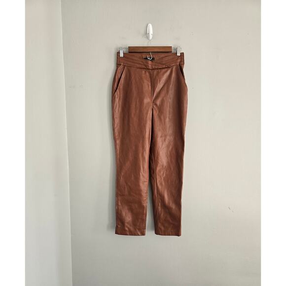 7 For All Mankind Brown Vegan Leather Pants Size 26 - Picture 1 of 4
